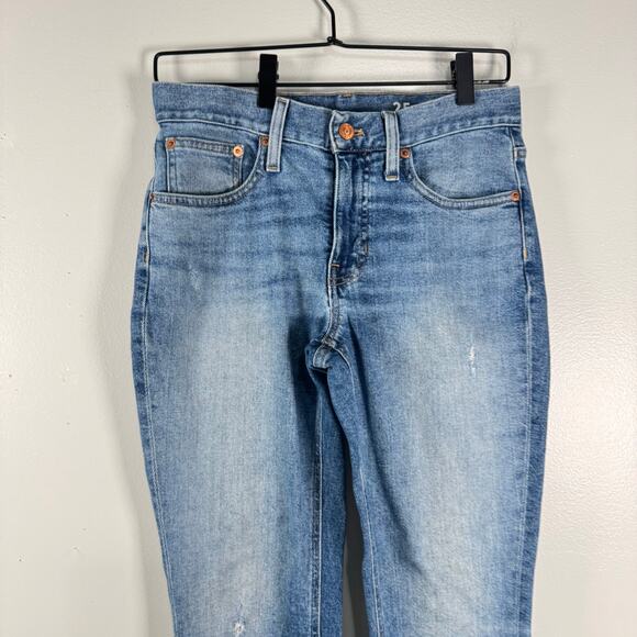 J.Crew Women's Stretch Raw Hem Crop Mid Rise Cotton Demi Bootcut Jeans Size 25 - Picture 2 of 10